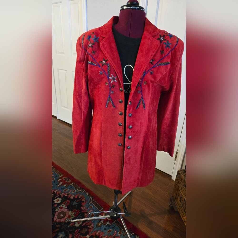 JD WILDWOOD Custom Suede Coat ..beading.